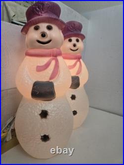 Union Products Christmas Snowman Purple Blow Mold 22 Holiday Decor x2 Lights