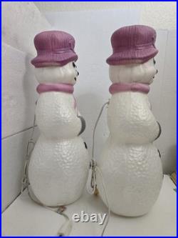 Union Products Christmas Snowman Purple Blow Mold 22 Holiday Decor x2 Lights