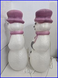 Union Products Christmas Snowman Purple Blow Mold 22 Holiday Decor x2 Lights