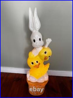 Union Products Don Featherstone Happy Easter Basket Bunny, Duck, Chick Blow Mold
