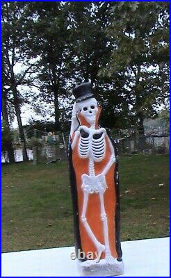 Union Products Halloween Blow Mold Lighted Skeleton with Tombstone Vintage 1997