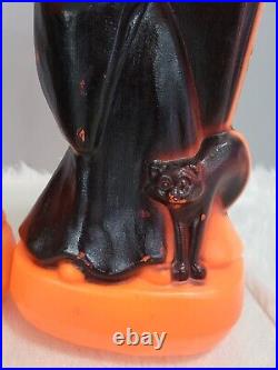 VINTAGE 14 PUMPKIN WITCH BLACK CAT HALLOWEEN BLOW MOLD lot 2 retro decor