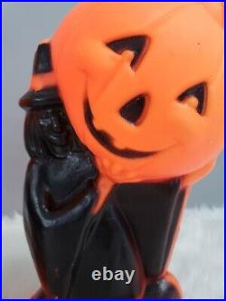 VINTAGE 14 PUMPKIN WITCH BLACK CAT HALLOWEEN BLOW MOLD lot 2 retro decor