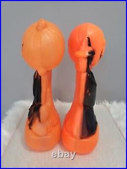VINTAGE 14 PUMPKIN WITCH BLACK CAT HALLOWEEN BLOW MOLD lot 2 retro decor