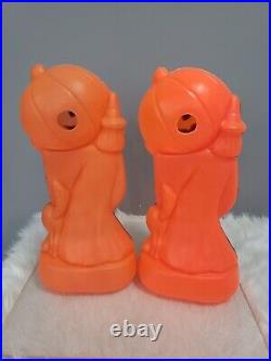 VINTAGE 14 PUMPKIN WITCH BLACK CAT HALLOWEEN BLOW MOLD lot 2 retro decor
