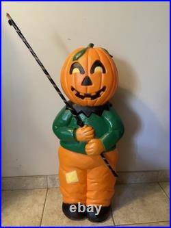 VINTAGE Don Featherstone Blow Mold Halloween Pumpkin Scarecrow Union Products