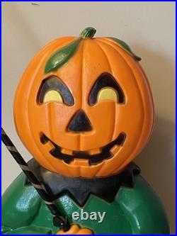 VINTAGE Don Featherstone Blow Mold Halloween Pumpkin Scarecrow Union Products