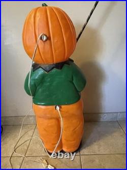 VINTAGE Don Featherstone Blow Mold Halloween Pumpkin Scarecrow Union Products
