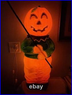 VINTAGE Don Featherstone Blow Mold Halloween Pumpkin Scarecrow Union Products