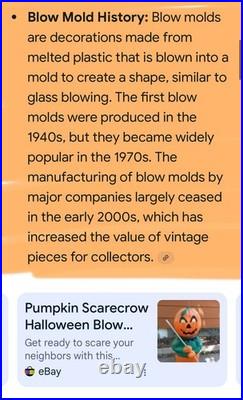 VINTAGE Don Featherstone Blow Mold Halloween Pumpkin Scarecrow Union Products