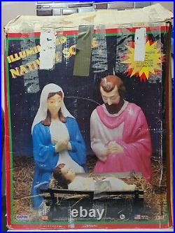 VINTAGE EMPIRE BLOW MOLD CHRISTMAS NATIVITY SET, #1368 LIGHTED With BOX, 4-PIECE