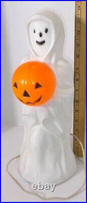 VINTAGE EMPIRE HALLOWEEN SMILING GHOST with PUMPKIN JOL 14 PLASTIC BLOW MOLD #2