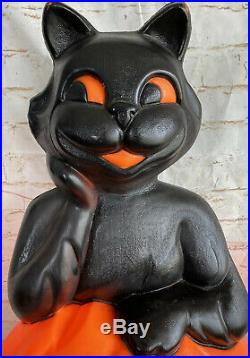 VINTAGE HALLOWEEN BLOW MOLD BLACK CAT/PUMPKIN CAROLINA/EMPIRE PLASTIC 34 Light