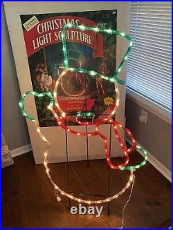 VINTAGE SUPER RARE MR CHRISTMAS SNOWMAN 48x33 CHRISTMAS LIGHT SCULPTURE WithSTAND