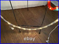 VINTAGE SUPER RARE MR CHRISTMAS SNOWMAN 48x33 CHRISTMAS LIGHT SCULPTURE WithSTAND