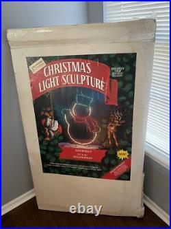 VINTAGE SUPER RARE MR CHRISTMAS SNOWMAN 48x33 CHRISTMAS LIGHT SCULPTURE WithSTAND VINTAGE SUPER RARE MR CHRISTMAS SNOWMAN 48x33 CHRISTMAS LIGHT SCULPTURE WithSTAND