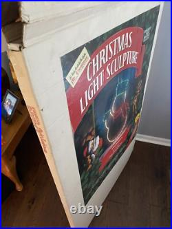 VINTAGE SUPER RARE MR CHRISTMAS SNOWMAN 48x33 CHRISTMAS LIGHT SCULPTURE WithSTAND