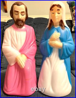 VTG 14 Pcs 23 NATIVITY SET JESUS MARY WISEMEN CHRISTMAS BLOW MOLD LIGHT UP YARD