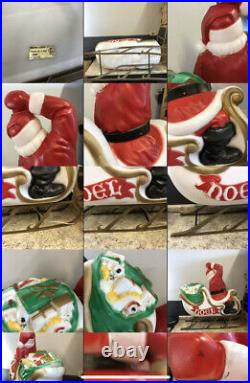 VTG 1970s Empire Large Santa & Sleigh WithToys Noel Lighted Blow Mold w Reindeer
