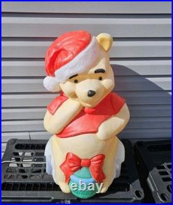 VTG 33 Winnie The Pooh Santa Hat Honey Pot Disney Christmas Blow Mold