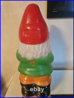 VTG Blow Mold Gnome 22.5 Holding Lantern & Cane Made In EC SOLD AS IS