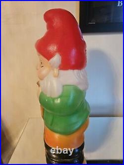 VTG Blow Mold Gnome 22.5 Holding Lantern & Cane Made In EC SOLD AS IS