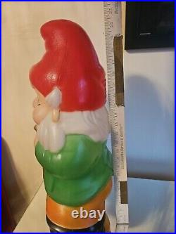 VTG Blow Mold Gnome 22.5 Holding Lantern & Cane Made In EC SOLD AS IS