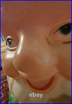 VTG Blow Mold Gnome 22.5 Holding Lantern & Cane Made In EC SOLD AS IS