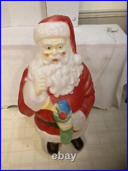 VTG Blow Mold Santa 42 Tall Empire USA Christmas Stocking Toys Outdoor Decor