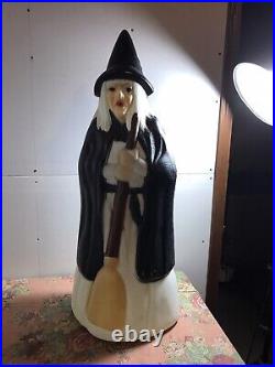 VTG EMPIRE HALLOWEEN WICKED WITCH WithBROOM BLOWMOLD 39 TALL WORKS
