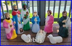 VTG Empire 10 piece Nativity Blow Mold Set 23 Tall Christmas Electric Light Up
