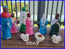 VTG Empire 10 piece Nativity Blow Mold Set 23 Tall Christmas Electric Light Up