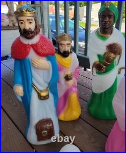 VTG Empire 10 piece Nativity Blow Mold Set 23 Tall Christmas Electric Light Up