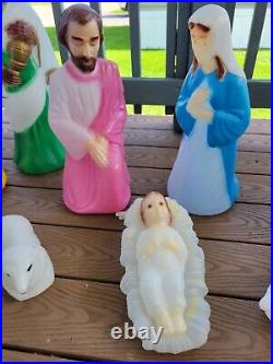 VTG Empire 10 piece Nativity Blow Mold Set 23 Tall Christmas Electric Light Up