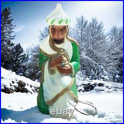 VTG Empire 28 Christmas Nativity Green Kneeling King Wise Man Magi Blow Mold