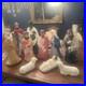 VTG Empire Blow Mold Nativity 10 Piece 17-22 Christmas Light +Angel Blow Mold