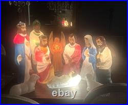VTG Empire Blow Mold Nativity 10 Piece 17-22 Christmas Light +Angel Blow Mold