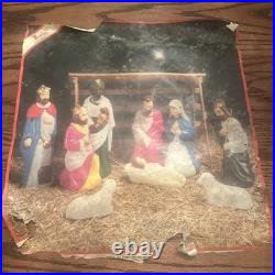 VTG Empire Blow Mold Nativity 10 Piece 17-22 Christmas Light +Angel Blow Mold