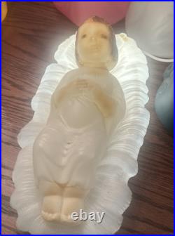 VTG Empire Blow Mold Nativity 10 Piece 17-22 Christmas Light +Angel Blow Mold