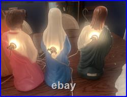 VTG Empire Blow Mold Nativity 10 Piece 17-22 Christmas Light +Angel Blow Mold