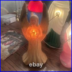 VTG Empire Blow Mold Nativity 10 Piece 17-22 Christmas Light +Angel Blow Mold