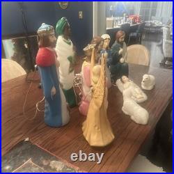 VTG Empire Blow Mold Nativity 10 Piece 17-22 Christmas Light +Angel Blow Mold VTG Empire Blow Mold Nativity 10 Piece 17-22 Christmas Light +Angel Blow Mold