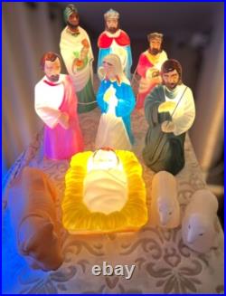 VTG Empire Nativity Set 10 Piece 17-22 Christmas Lighted Blow Mold Working Read
