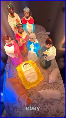 VTG Empire Nativity Set 10 Piece 17-22 Christmas Lighted Blow Mold Working Read