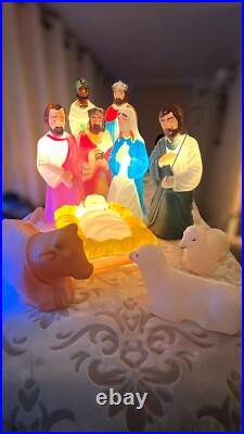 VTG Empire Nativity Set 10 Piece 17-22 Christmas Lighted Blow Mold Working Read