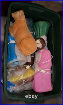 VTG Empire Nativity Set 10 Piece 17-22 Christmas Lighted Blow Mold Working Read
