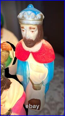 VTG Empire Nativity Set 10 Piece 17-22 Christmas Lighted Blow Mold Working Read