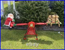 VTG Gemmy 2008 Christmas Teeter Totter Santa & Reindeer With Box RARE Works! Read