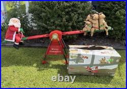 VTG Gemmy 2008 Christmas Teeter Totter Santa & Reindeer With Box RARE Works! Read