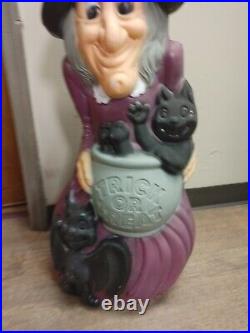 VTG General Foam 34 Witch With Cauldron Cat Bat Halloween Blow Mold Yard Decor